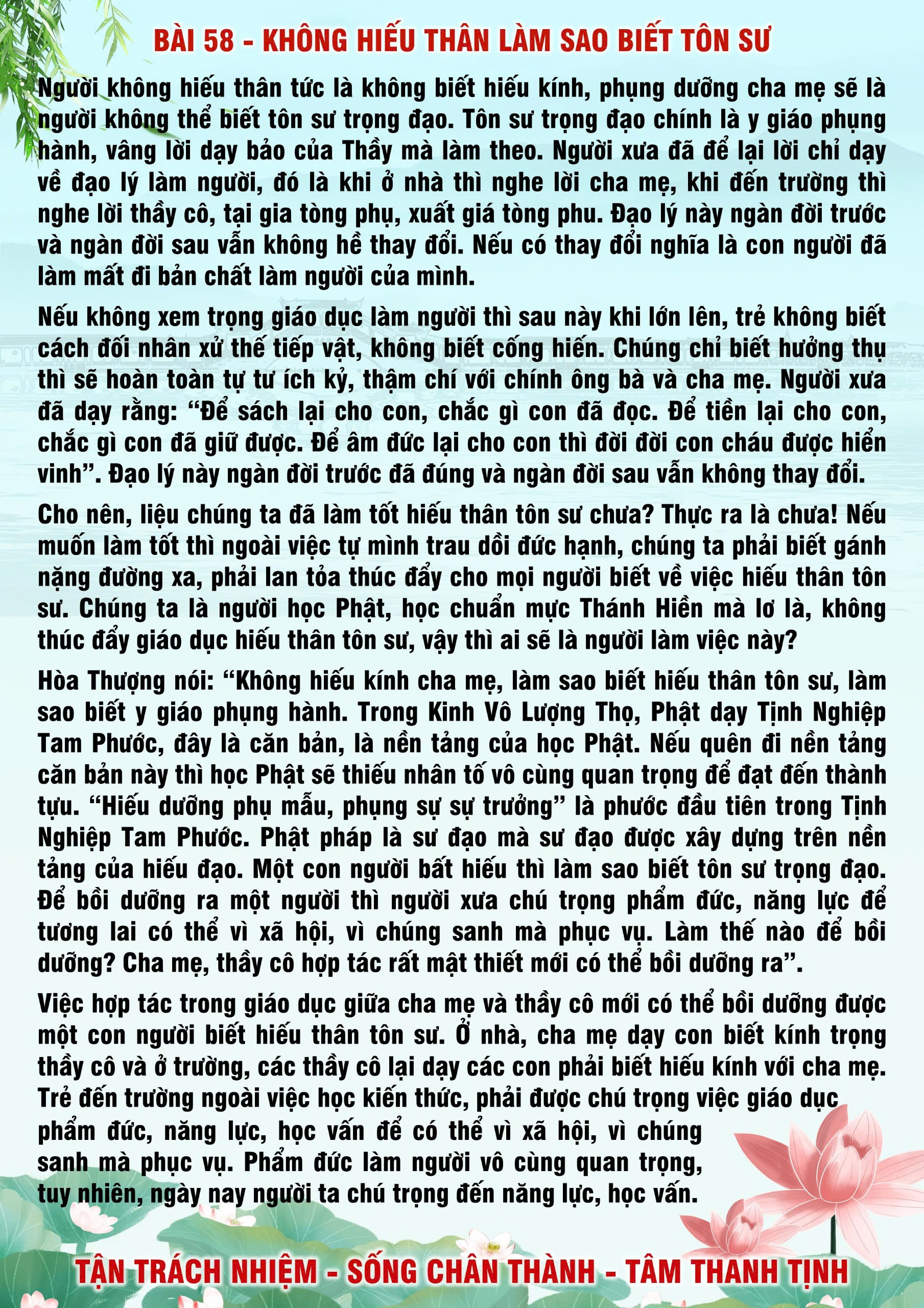 58 · PHTT - Không Hiếu Thân Làm Sao Biết Tôn Sư - 58
